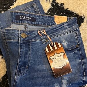 Wax Jean Distressed Blue Denim Jeans